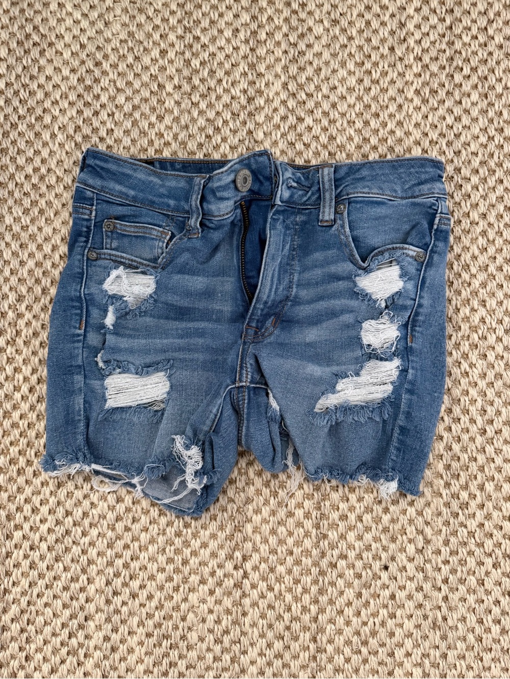 American Eagle Distressed Blue Denim Cutoff Shorts